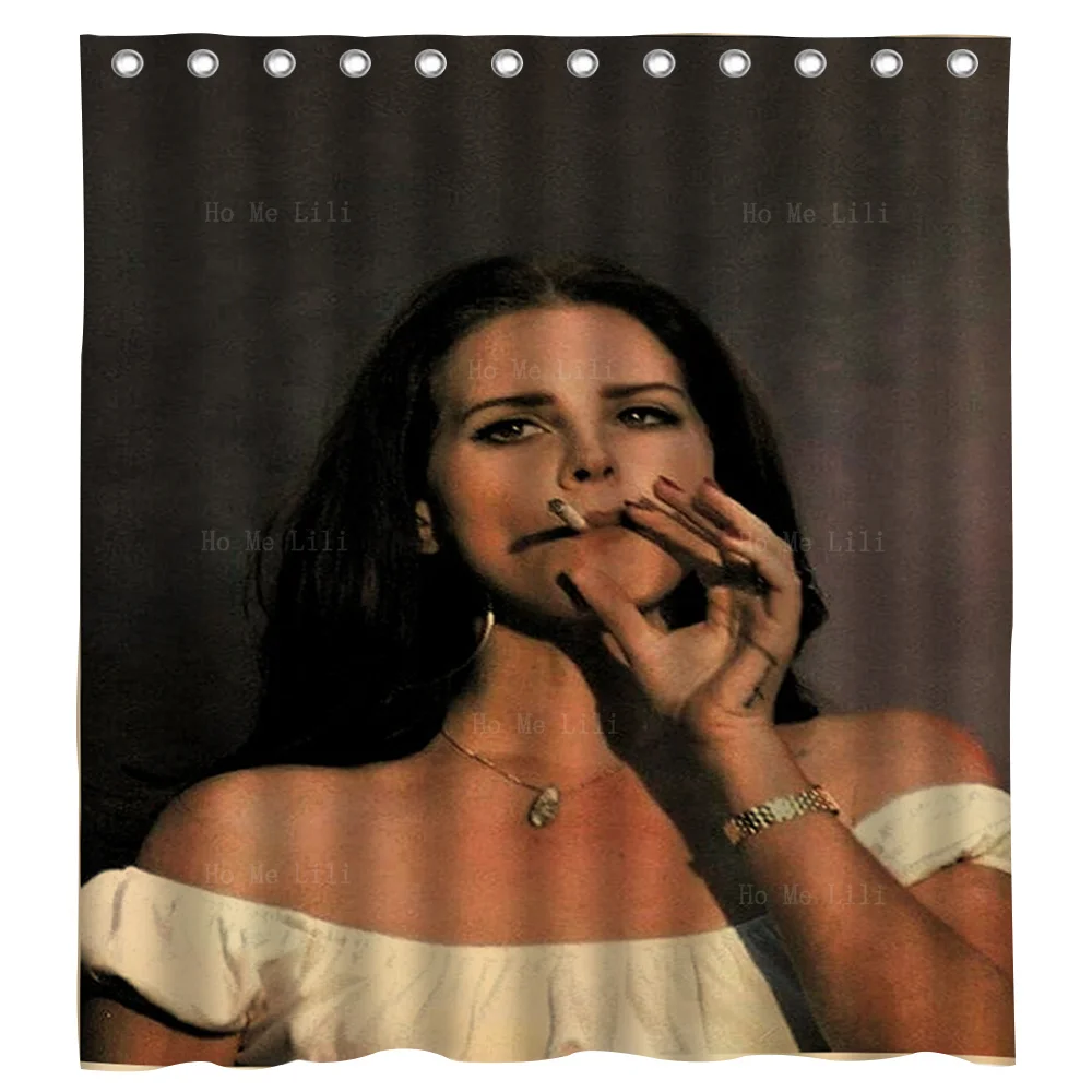 

The Woman Smoking A Cigarette She's Lana Del Rey, The Singer By Ho Me Lili Decorate Shower Curtains For Family