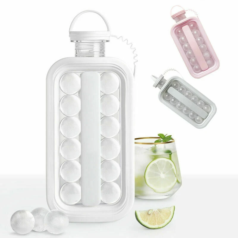 

Ice Ball Maker Kettle Tritan Silicone Ice Cube Mould Creative Ice Bottle Whiskey Cocktail Bar Ice Tool 2 In 1 Cube Tray Kitchen