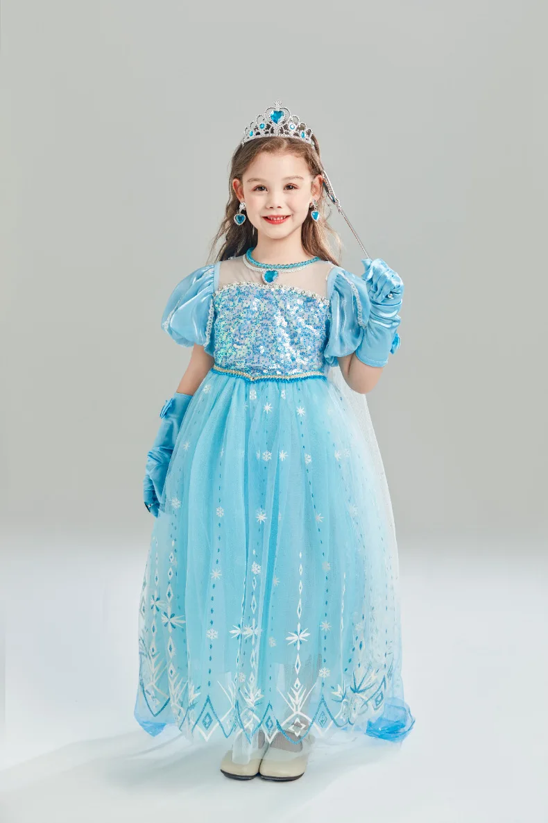Снежная королева костюм принцессы для девочек Холодное сердце Эльза роскошные