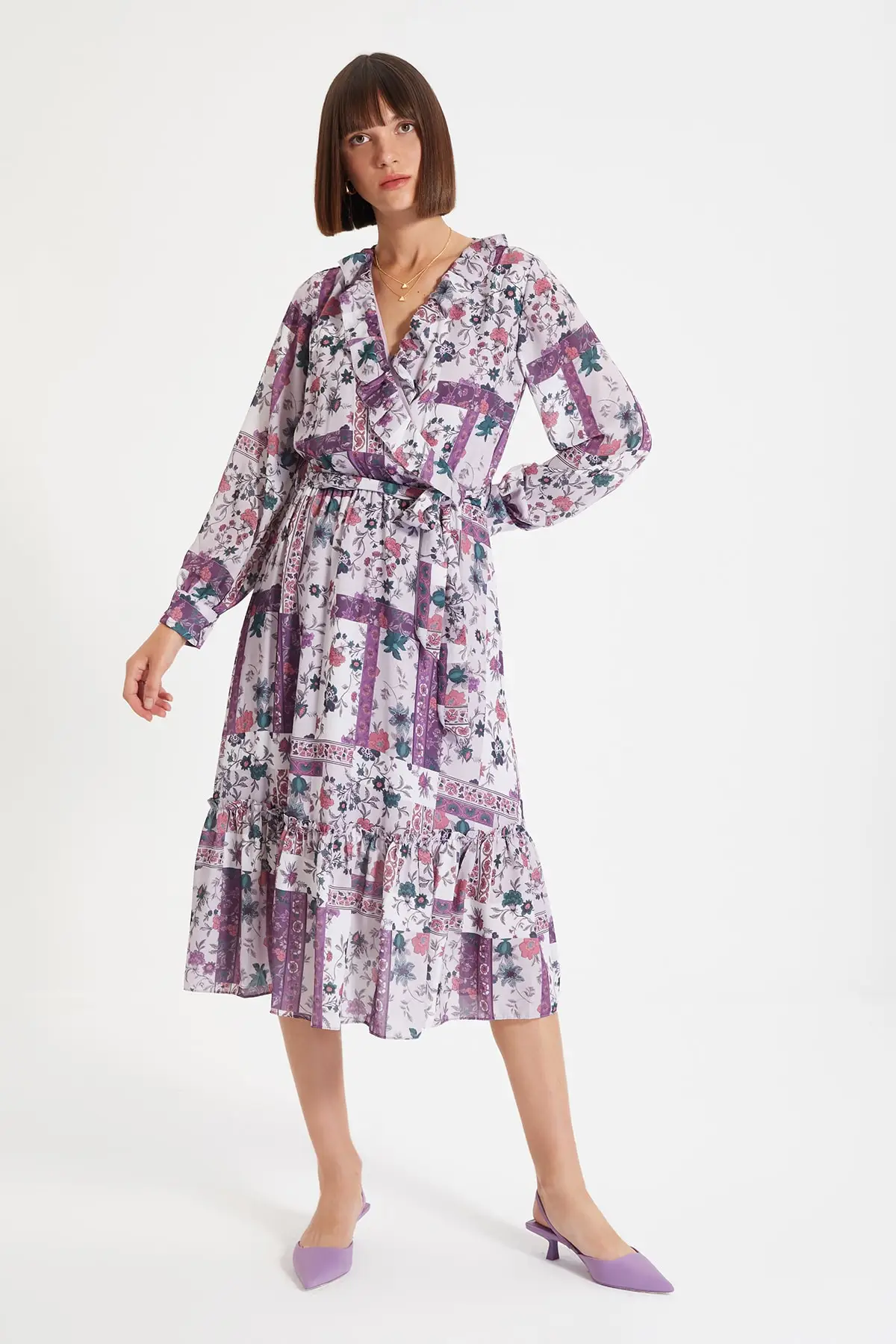 

Trendyol Belted Print Dress TWOAW22EL0252