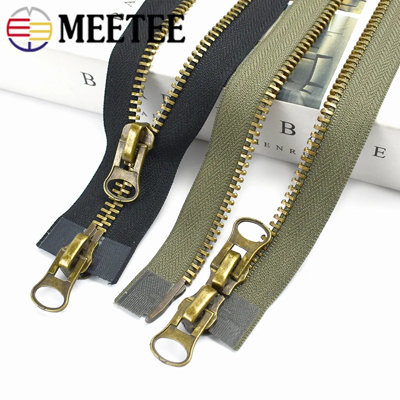 

2Pcs 8# 12-25cm Close-End 70-120cm Open-End Metal Zippers Double/Single Sliders Zipper Bag Clothes Zip Repair Kit DIY Accessory