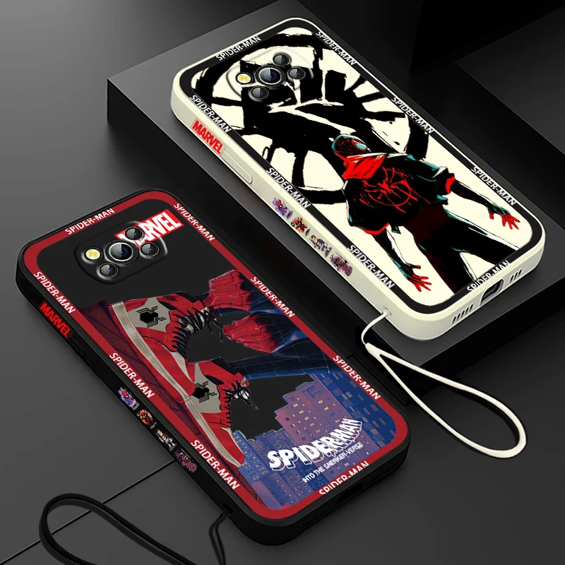 

Marvel Spiderman Logo Art For Xiaomi Poco Phone Case For X4 X3 F4 F3 NFC M5 M4 M3 GT S Pro 4G 5G Liquid Left Rope Cover