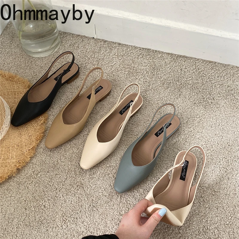 

New 2022 Flats Sandals Ladies Fashion Soft Leather Singbacks Shoes Shallow Slip On Sandalias Loafer 2022 zapatos de mujer