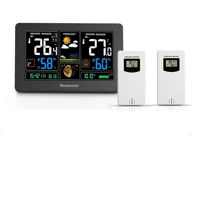 

Беспроводная внутренняя метеостанция, цифровой термометр, гигрометр, настольный будильник, датчик температуры и влажности, прогноз погоды