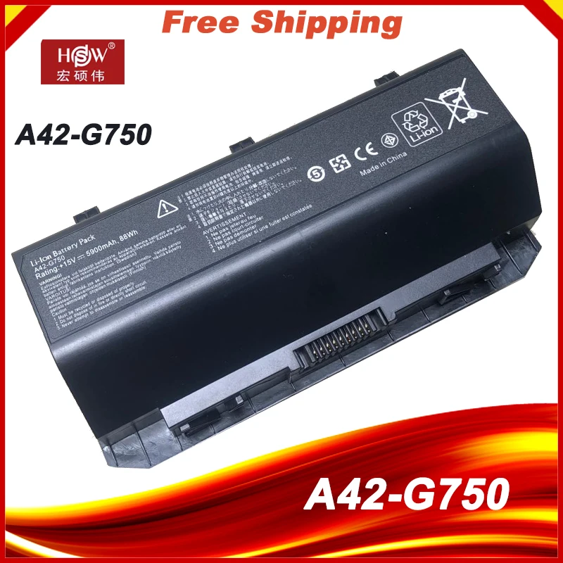 A42-G750 Аккумулятор для ноутбука ASUS ROG G750 G750J G750JH G750JM G750JS G750JW 15 В 5900 мАч/88WH - купить по