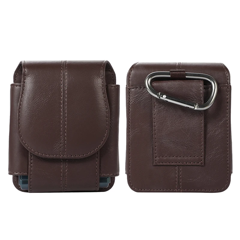 

Genuine Leather Phone Pouch For Samsung Z Flip 3 5G Belt Clip Holster Fold Phone Cover Case Waist Bag For Galaxy Z Flip3 5G