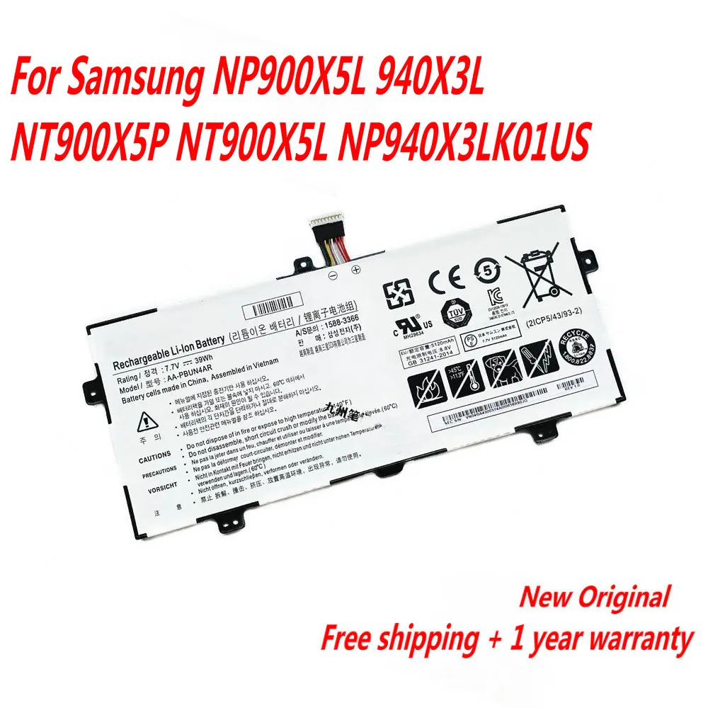 

Оригинальный аккумулятор для ноутбука Samsung NP900X5L 940X3L NT900X5P NT900X5L NP940X3LK01US, 7,7 В 39Wh