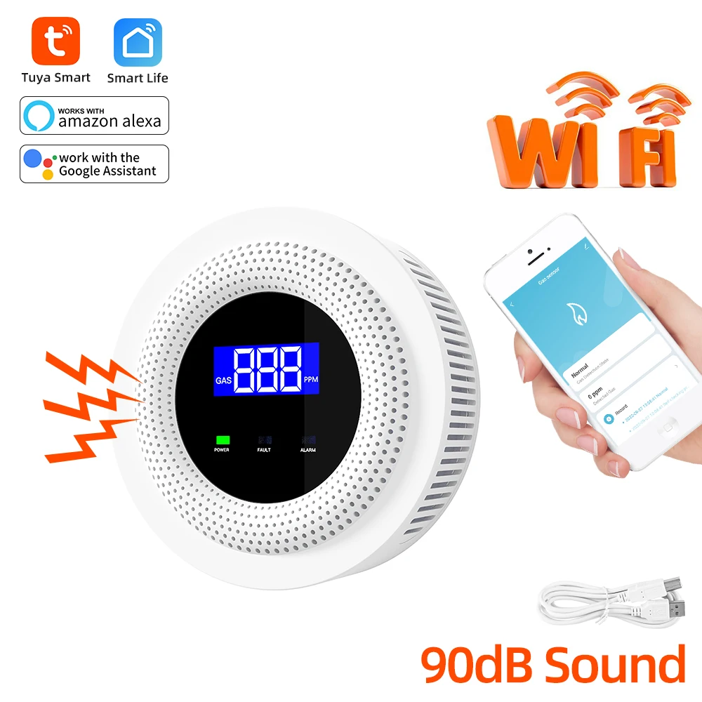 Tuya WiFi gas leak detector leakage of LPG gas sensor alarm sound and 433 MHZ remote control intelligent household security prot enlarge