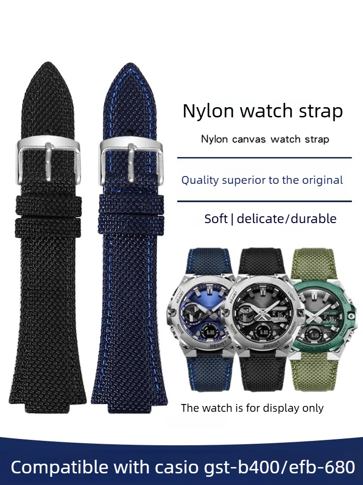 Фото Подходит для часов Casio GST-B400 EFB-680, спортивных, альпинистских, из нейлонового полотна, с выпуклым циферблатом. №3