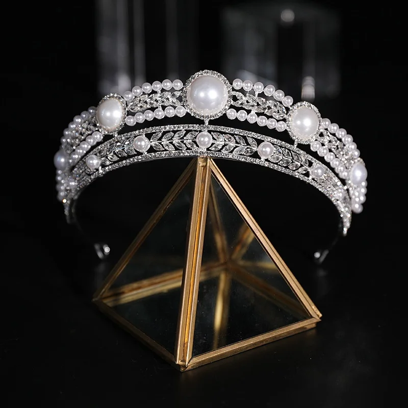

Корона Свадебная головная повязка из цинкового сплава с жемчугом головной убор подружки невесты для макияжа головная повязка с перекрещив...