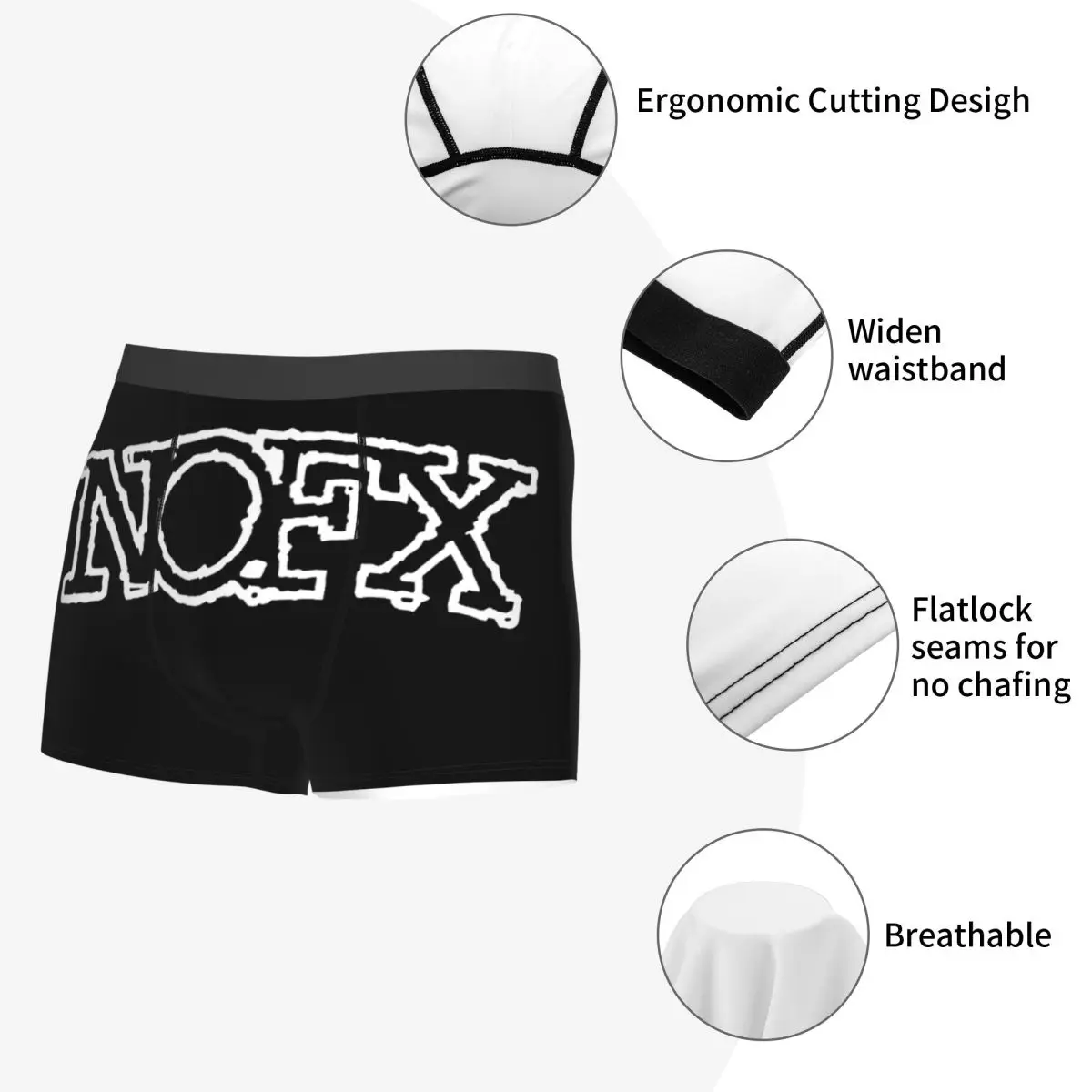 Сексуальные шорты-боксеры Nofx Punk Band с логотипом мужские трусы мужское нижнее