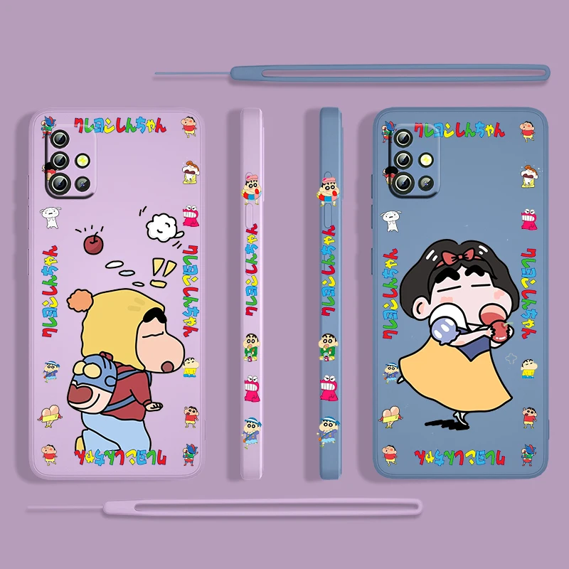 

Crayon Shinchan Anime Boy For Samsung Galaxy A73 A53 A33 A52 A32 A22 A71 A51 A21S A03S A50 5G Liquid Left Rope Phone Case Cover
