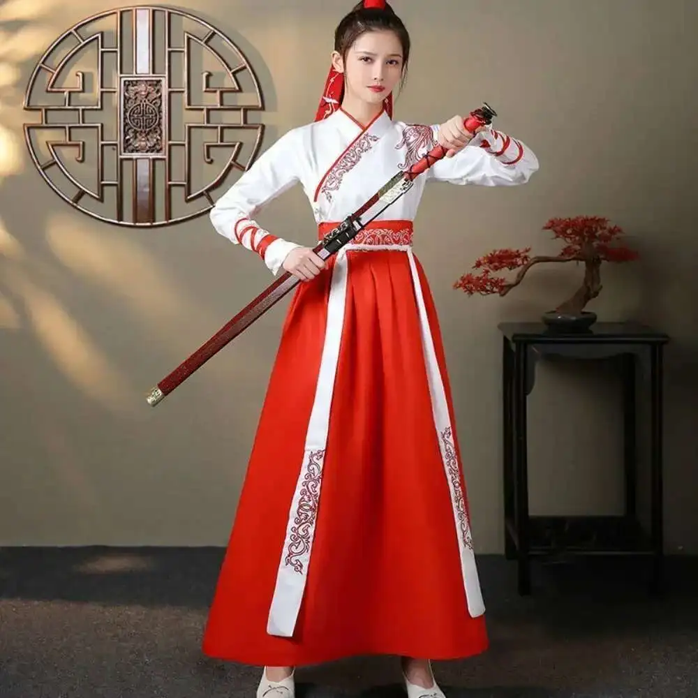 Hanfu Moderne Pour Femmes Hommes Haut Et Jupe Костюм для косплея Vêtements Traditionnels Chinois Style Chevalier