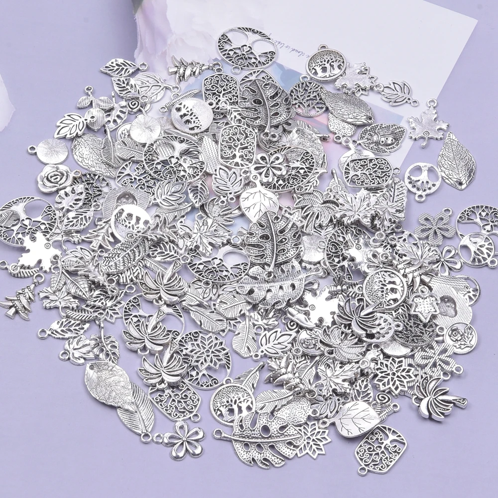 10/20 шт. серебряные листья используются в качестве подвесок сделай сам для