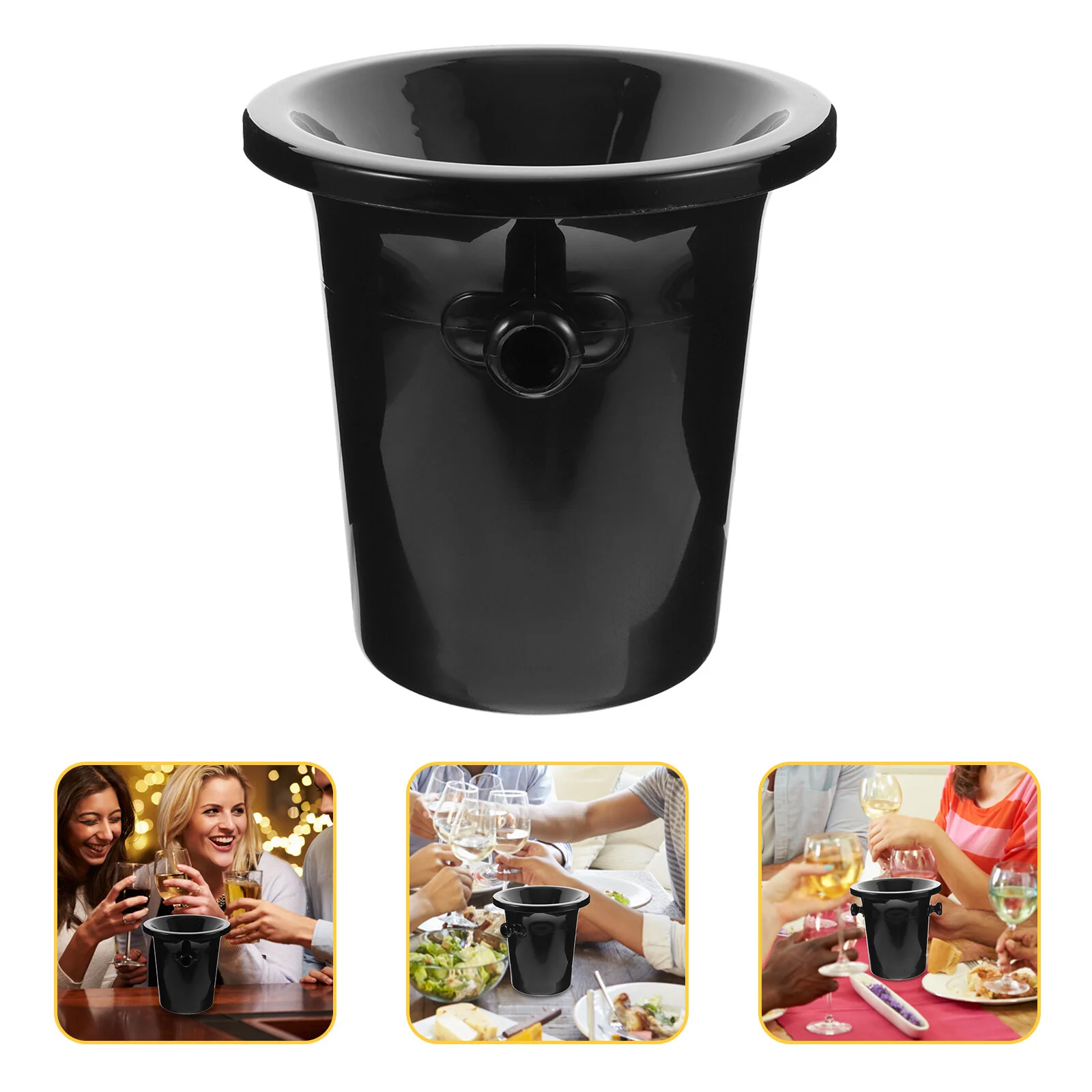 

4 Pcs Mini Fridge Containers Spit Barrel Western Spitting Barrels 20X20CM Spittoons Plastic Ice Buckets Dual Ears Black