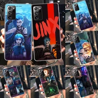 anime arcane jinx vi phone case for samsung j8 j6 j4 plus a02s a12 a22 a32 a42 a52 a72 galaxy m52 m51 m32 m31s m30s m21 m12 m11