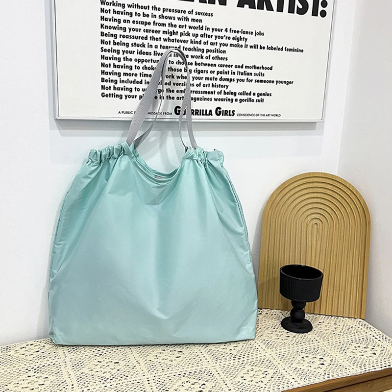 

Большая многоразовая сумка для покупок, портативная ткань Оксфорд, водонепроницаемая складная сумка-органайзер на шнурке, сумка-шоппер для хранения