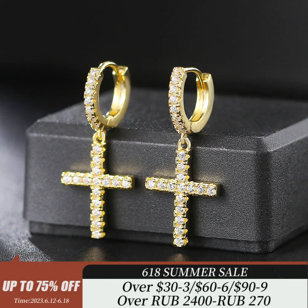 

Серьги-гвоздики Corss для мужчин и женщин, эксклюзивные украшения для ушей в стиле рок, хип-хоп, цвет под золото и серебро, звеньевидные украшения в подарок