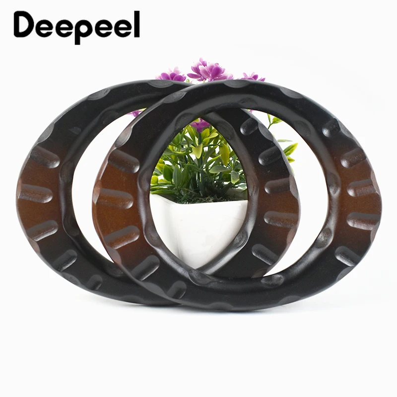 2Pcs 11.5*12cm Solid Wood Handle Handmade Kiss Clasp Ring Shaped Purse Frame DIY Wooden Bag Handles Sewing Brackets Accessories
