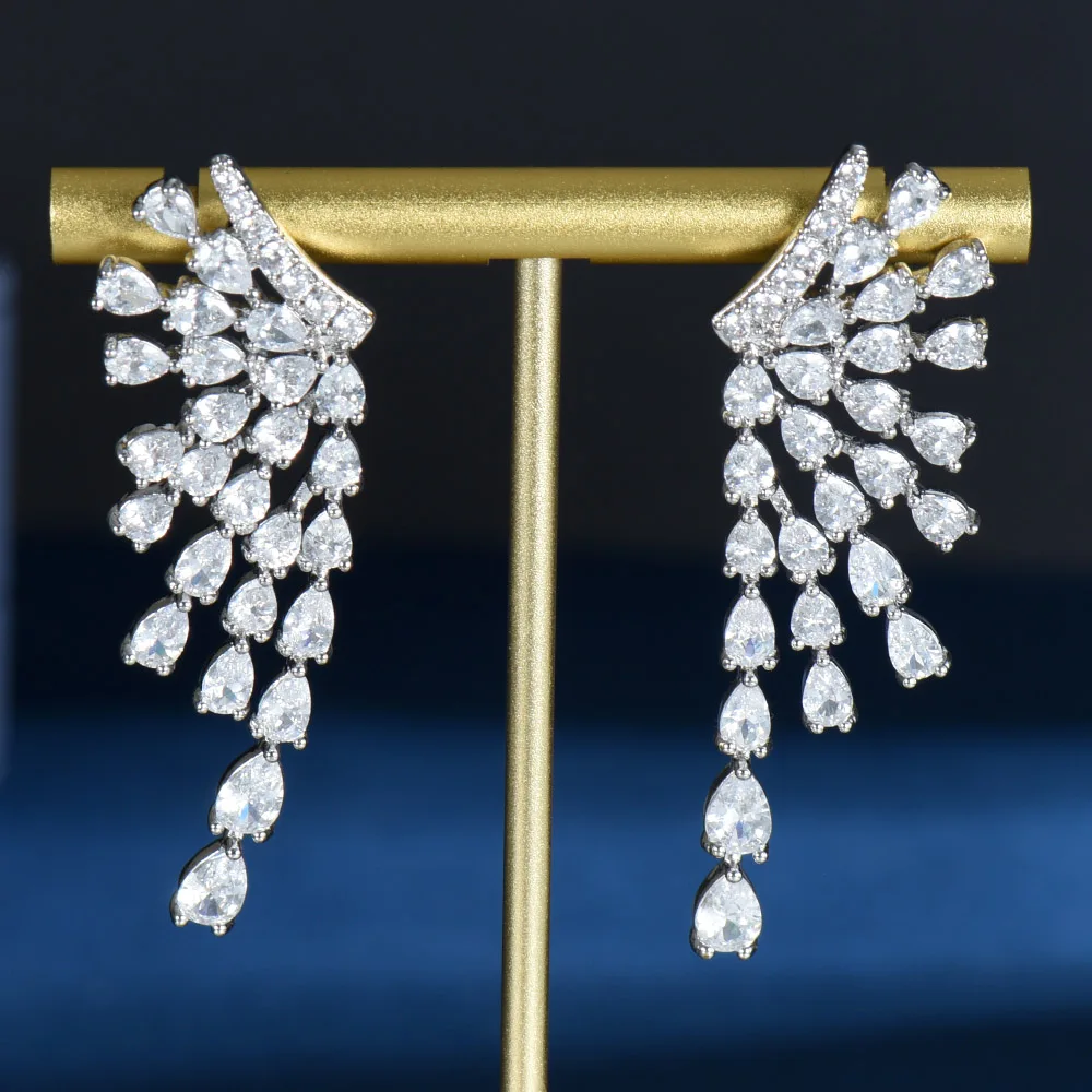 

HIBRIDE фейерверк сладкие и преувеличенные серьги гвоздики длинное перо-Кисточка Серьги для женщин Свадебное Украшение бижутерия E-1089