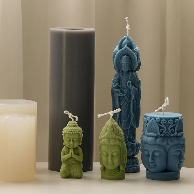 

Силиконовая форма для свечи, сделай сам, трехсторонняя форма для изготовления свечей Будды, смоляная форма для мыла, подарки, рукоделие