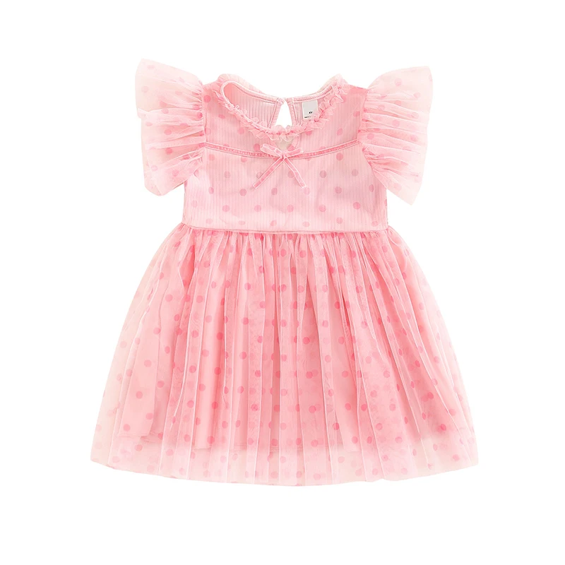 

Летнее платье в горошек, с круглым вырезом и рукавами-фонариками