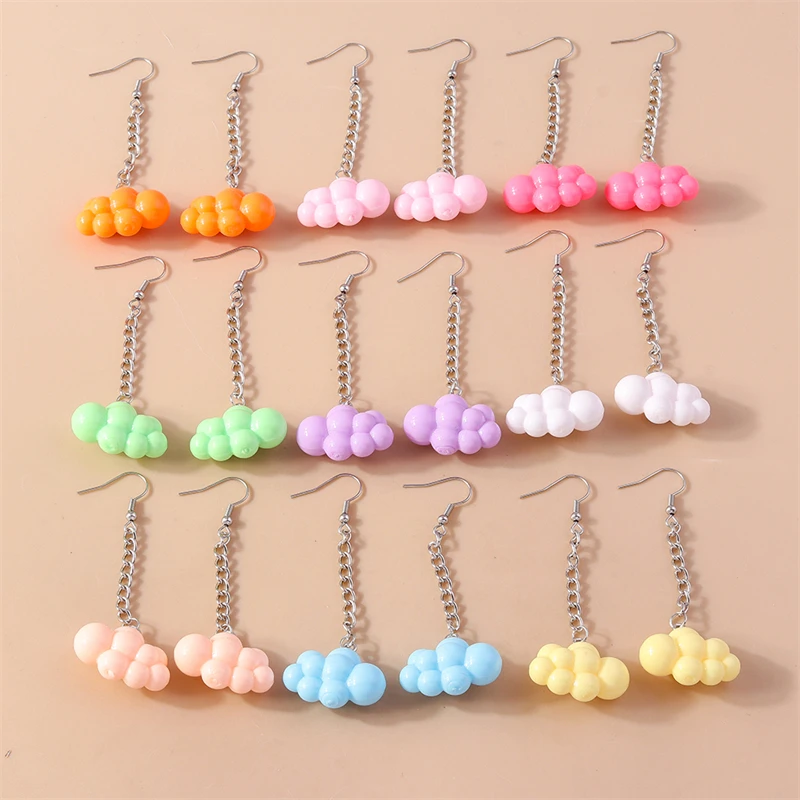 Модные Красочные полимерные серьги-подвески с облаками для женщин и девушек
