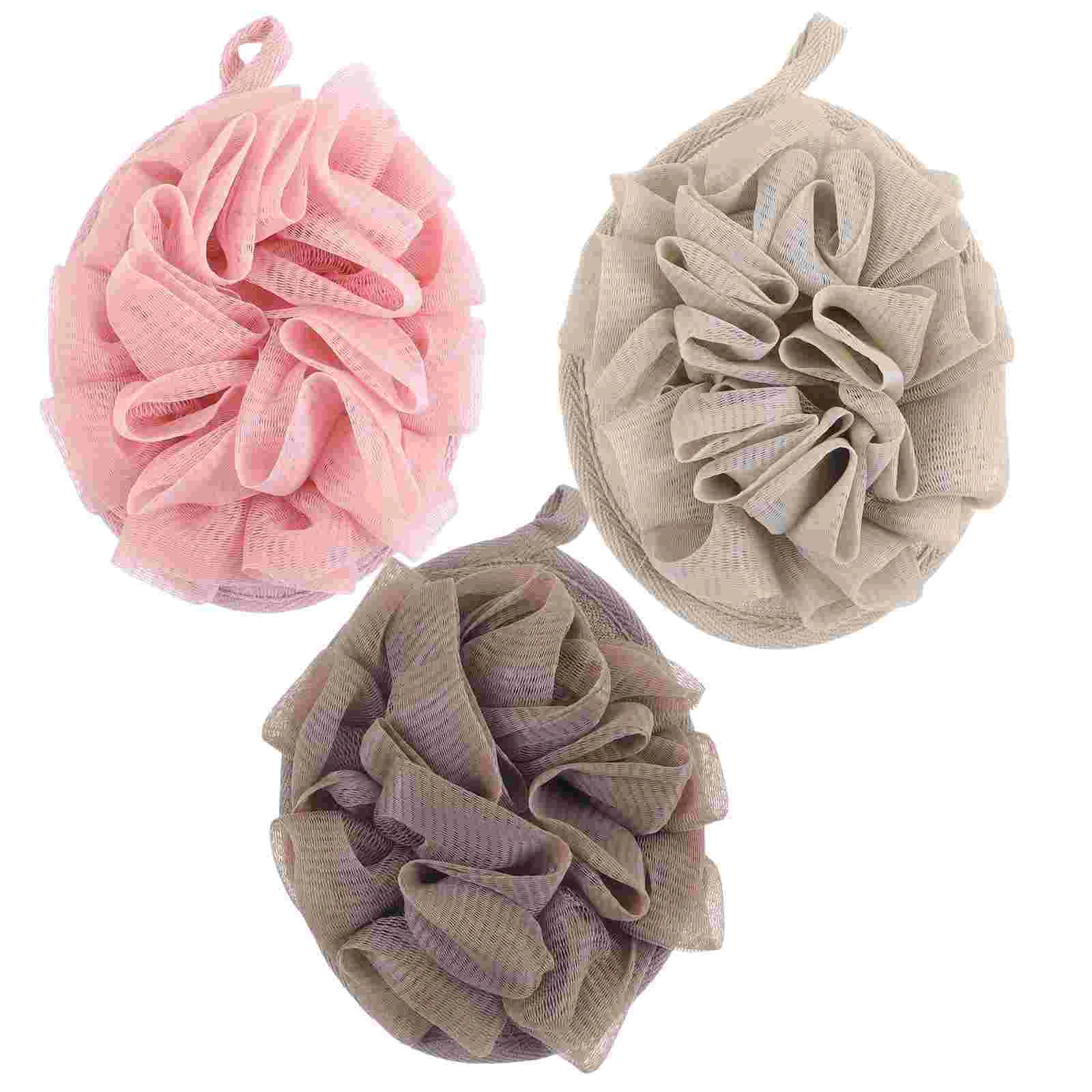 

3Pcs Bath Scrubber Household Bath Ball Colored Bathing Ball Bath Shower Loofah Exfoliating Mesh Loofah
