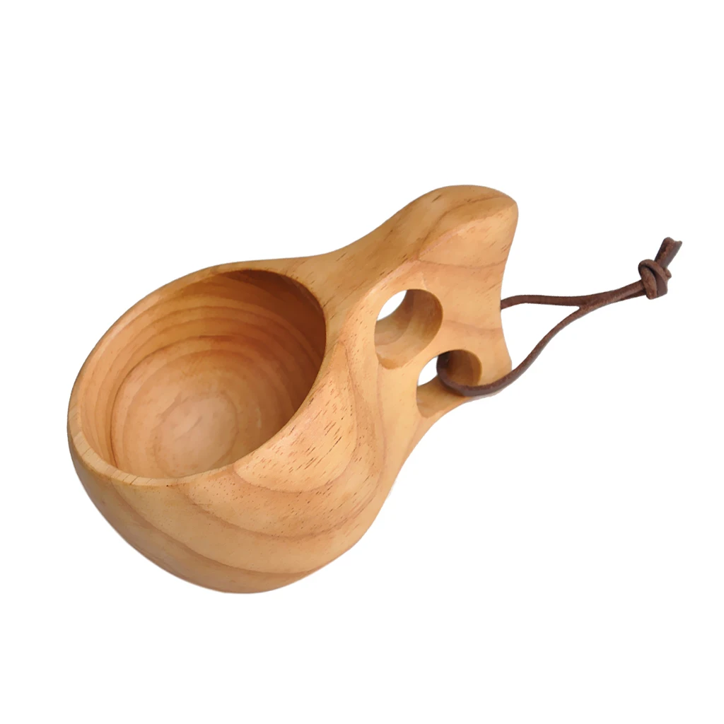 

Nordic Style Handmade Backpack Wooden Mug Cup for Camping Hiking Survival Tea Cup