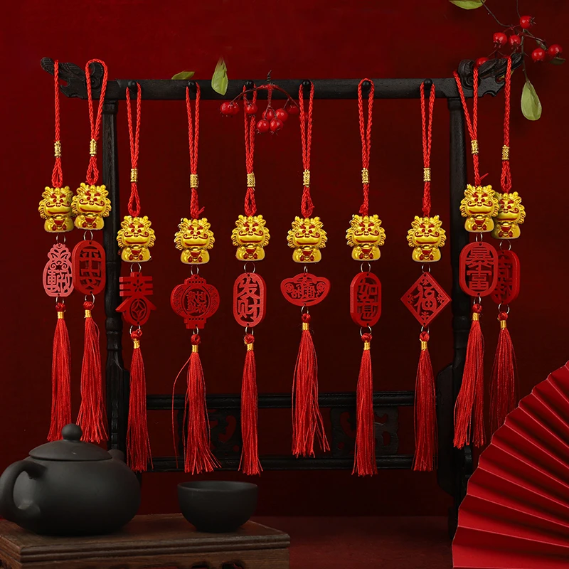 

2024 подвеска на удачу с китайским годом Дракона, красное подвесное китайское украшение фэн-шуй для лунного года, вечерние, украшение для дома
