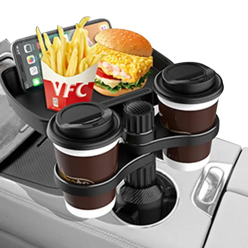 

Подстаканник для стаканов, регулируемый автомобильный лоток для еды, с поворотным основанием, подходит для большинства транспортных средств
