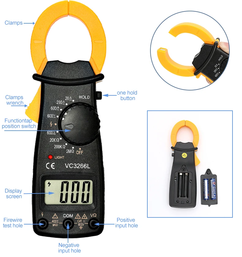 

New 1Pcs MT87 Clamp Meters LCD Digital Multimeter Measurement AC/DC Voltage Tester Current Resistance High Quanlity Clamp Meters