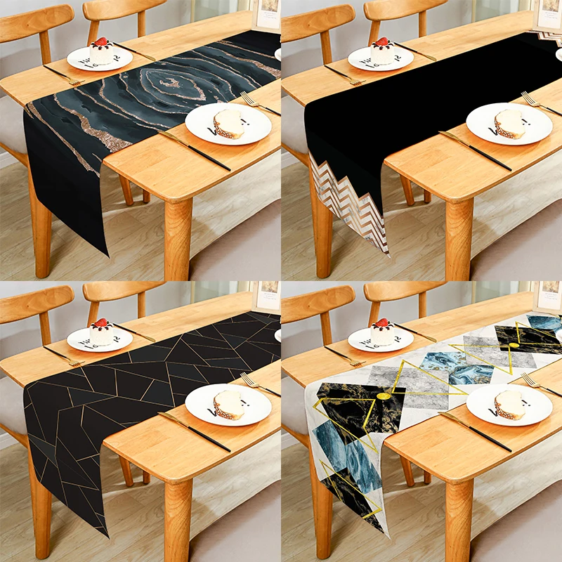 

Unique Geometric Rhombus Design Linen Rectangle Table Runner Cloth Cover Anti-Slip Stain For Dinner Celebrate Party Decor