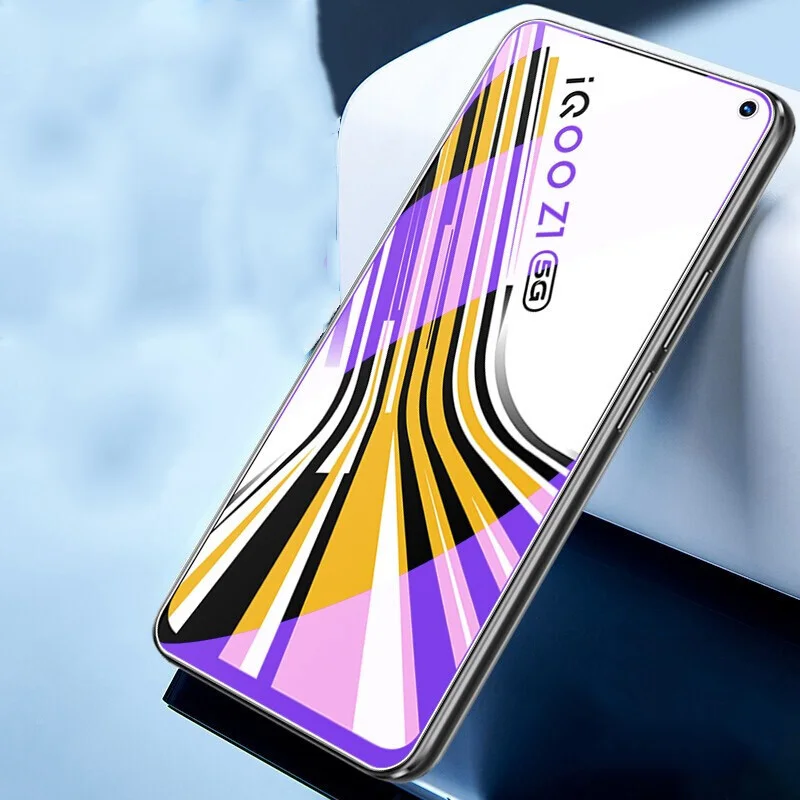 

Закаленное стекло для Vivo IQOO Z1 Z1x Z3 Z5 Z5x с защитой от синего излучения, защитное стекло с полным покрытием 9H, прозрачная защитная пленка с защит...