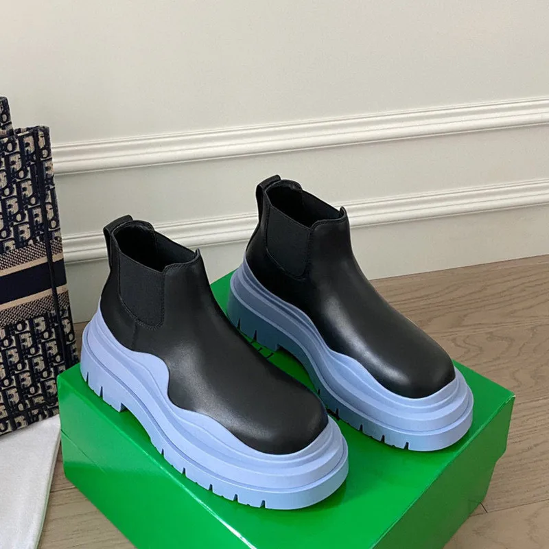 

Ботинки из натуральной кожи для мужчин и женщин, винтажные Брендовые повседневные ботинки, толстая подошва, уличная мода, унисекс, обувь для пар