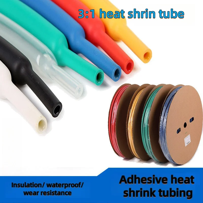 

1/2/5 метров 3:1 термоусадочная трубка с двойными стенками, диаметр трубки 1,6/2,4/3,2/4,8/6,4/7,9/9,5/12,7/15,4/19,1/25,4/30/39/50 м