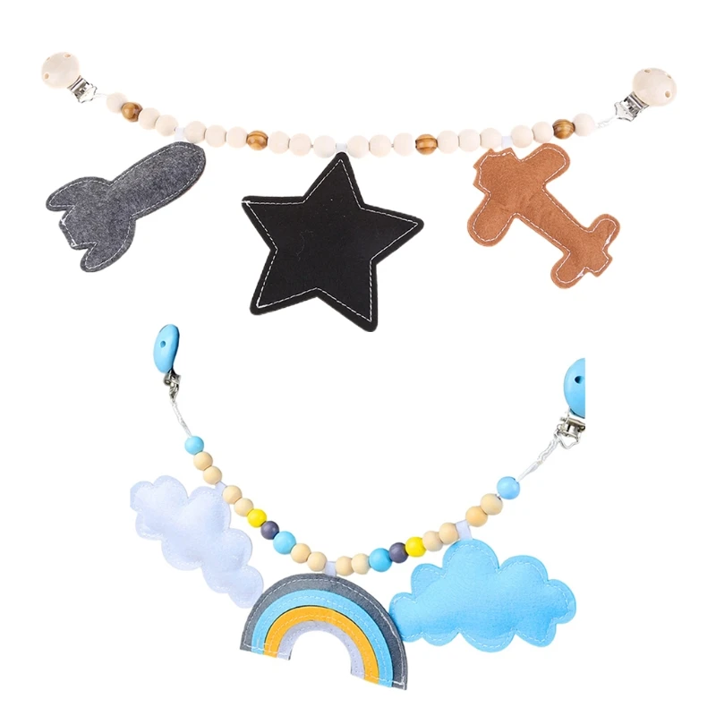 

Baby Stroller Pendant Toy Pram Clip Pacifier Chain Teething Beads Wooden Teether Mobile Rattle for Infants Nursing Teething