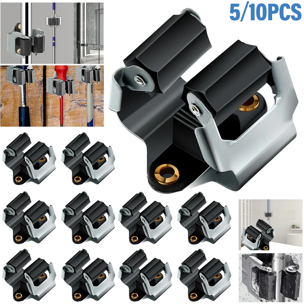 

Home Wall Perforated Clip 5/10pcs For Mount Bathroom Supplies Kitchen Holder Broom Brush Broom Mop Tool Organizer Hanging Handle