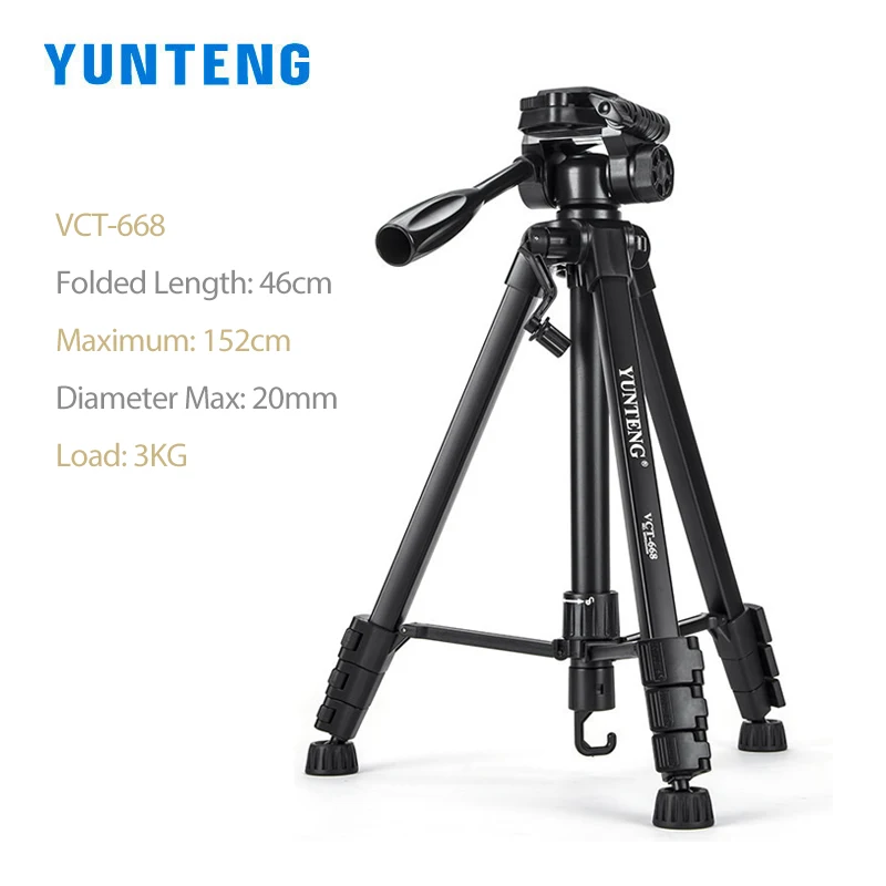 Профессиональный трехмерный штатив YUNTENG VCT-668RM 668, портативный штатив для камеры Canon, Nikon, SLR