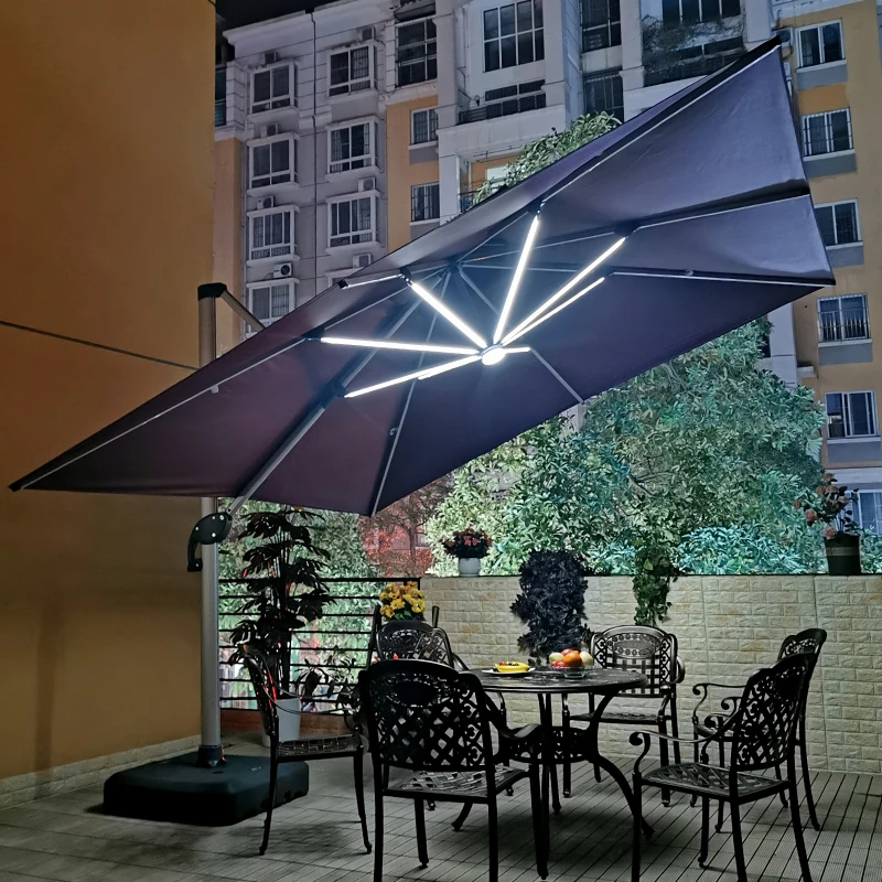 

Outdoor courtyard, terrace, garden, outdoor villa, balcony, large solar energy with Roman sunshade umbrella