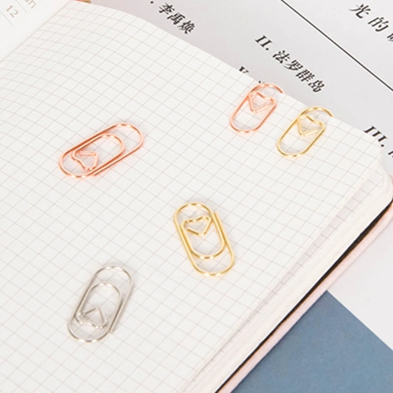 

30 Pcs Rose Gold Metal Binding Clip Set Hollow-out Gold Paper Clip Heart-shaped Binder Clip Ideal for Office School