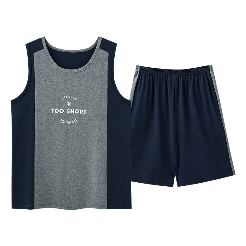 Модные летние Пижамные комплекты с буквенным принтом для мужчин клетчатые брюки