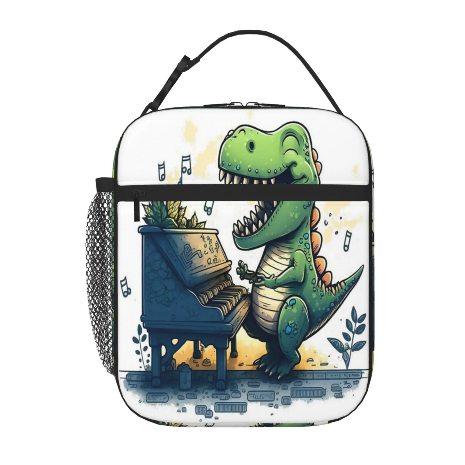 

Piano Music Dinosaur Cartoon Comic Trex Kid'S Lunch Box Small Thermal Bag Thermo Cooler Bag Lunch Bag For Kids