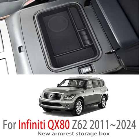 Автозапчасти, подходящие для Infiniti QX80 Z62 2011 ~ 2024, подлокотник для центральной консоли автомобиля, ящик для хранения, многофункциональные аксессуары для интерьера