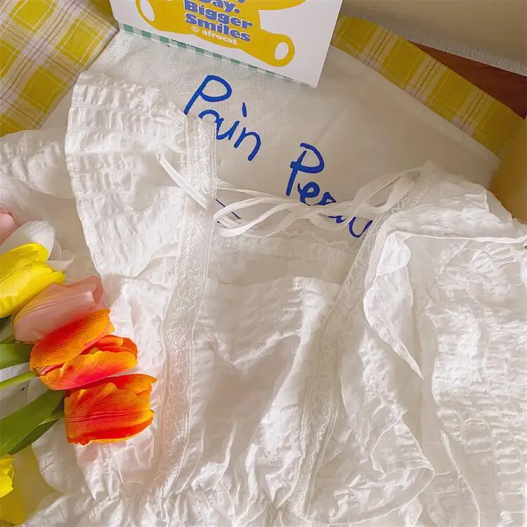 Олень jonmi 2022 летние кружевные блузки с оборками для маленьких девочек Детские