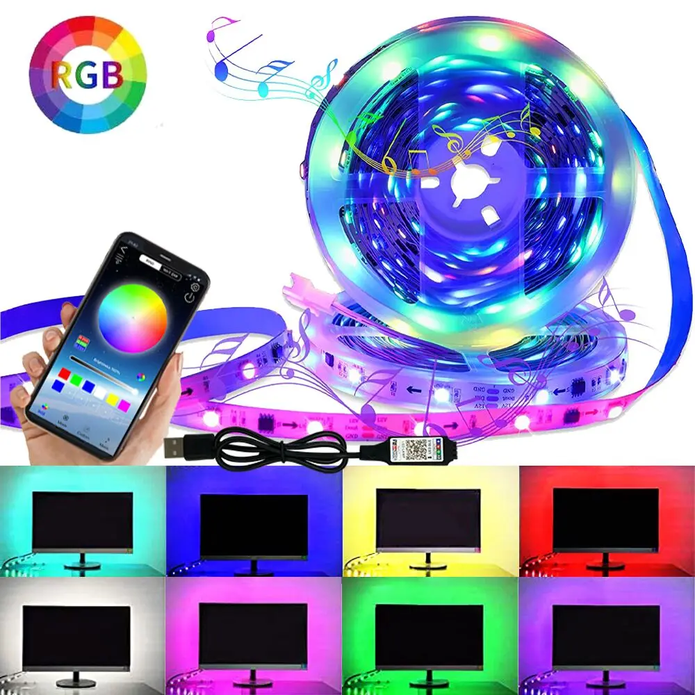 

Светодиодная лента RGB 5050 2835 с Bluetooth-управлением, USB, 5 В