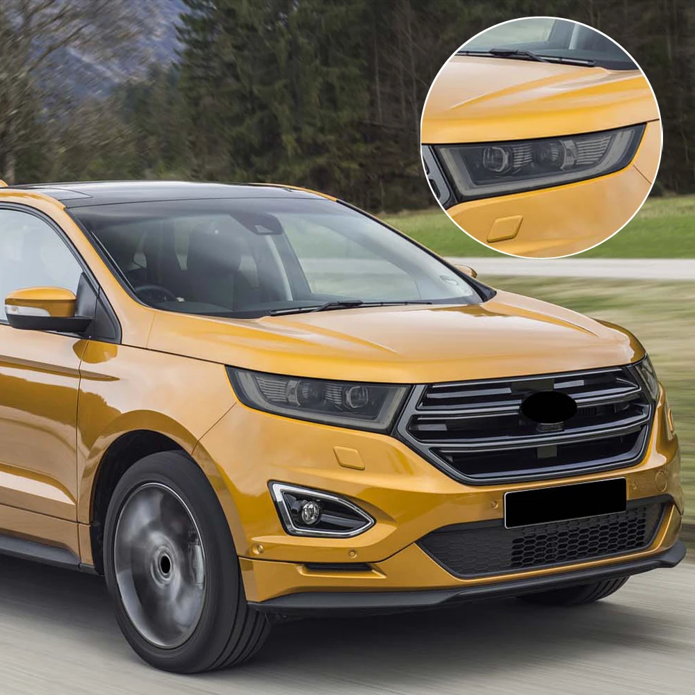 Фото Защитная пленка из ТПУ для фар автомобиля Ford Edge 2015-2023, дымчато-черная, предварительно вырезанная, глянцевая, антицарапийная, комплект для оклейки автомобиля виниловой пленкой №4