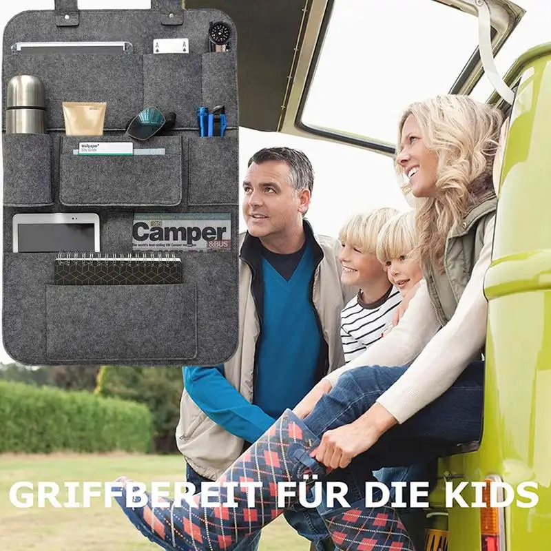 

Органайзер для хранения на автомобильное сиденье из экокожи со складным лотком для планшета