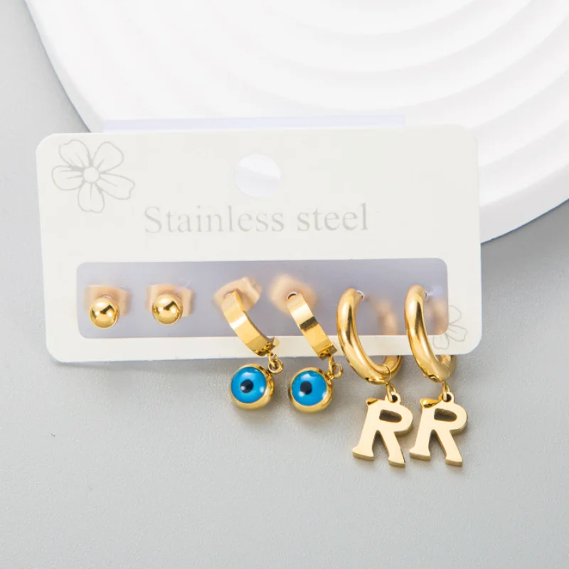 

Personality Devil's Eyes Letter Titanium Steel Earrings for Woman