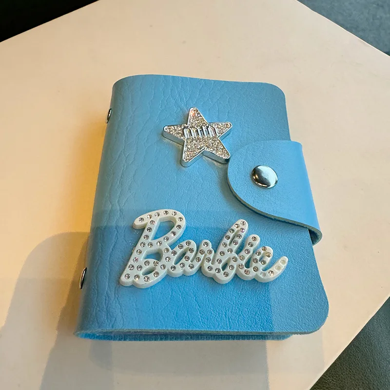 Модный розовый кожаный держатель для карт Барби Kawaii Мультфильм большая емкость